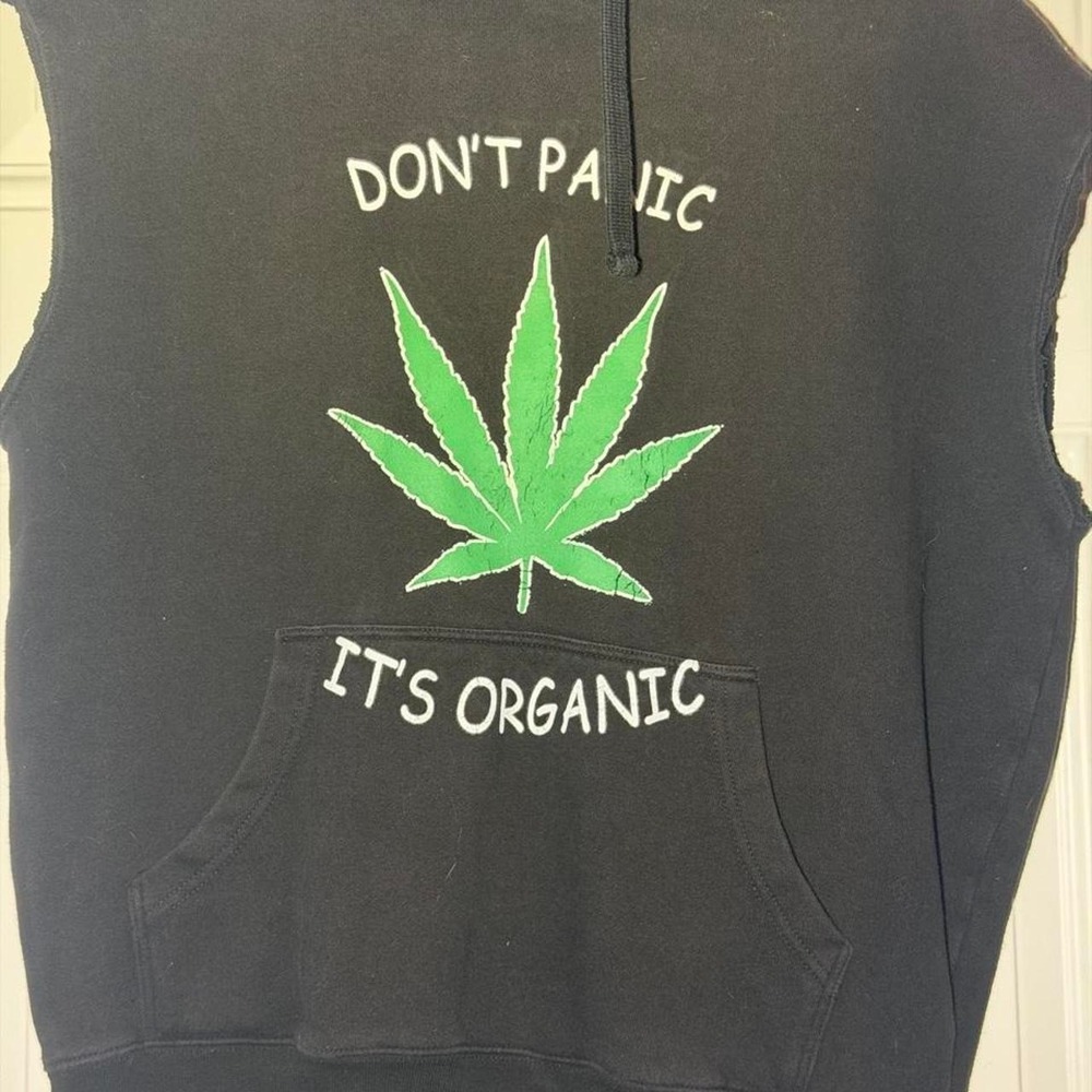 Don't Panic It's Organic Sleeveless hoodie Size Large - Picture 3 of 7